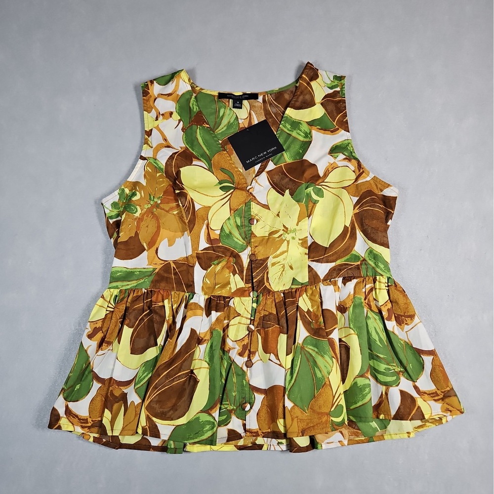 Marc New York Womens Floral Sleeveless Babydoll Top Size Medium NWT